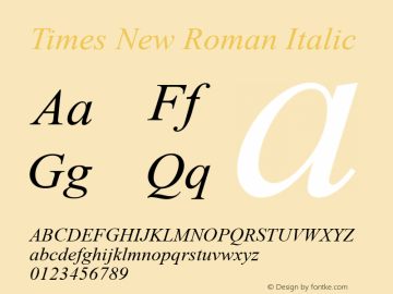 Times New Roman Italic Version 7.02图片样张