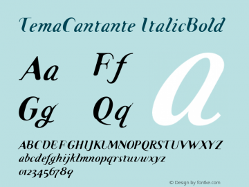 TemaCantante ItalicBold Version 001.000 Font Sample