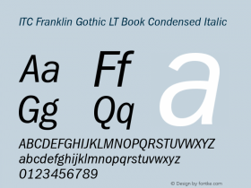 ITC Franklin Gothic LT Book Condensed Italic 006.000图片样张