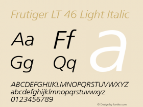 Frutiger LT 46 Light Italic 006.000图片样张