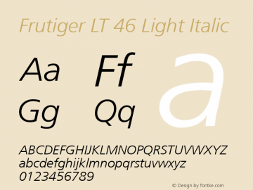 Frutiger LT 46 Light Italic 006.000图片样张