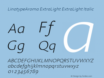 Linotype Aroma ExtraLight Italic 005.000图片样张