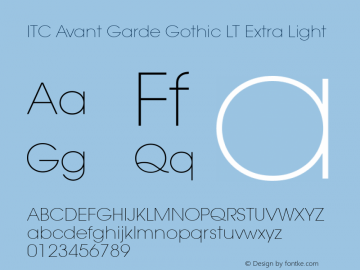 ITC Avant Garde Gothic LT Extra Light 006.000图片样张