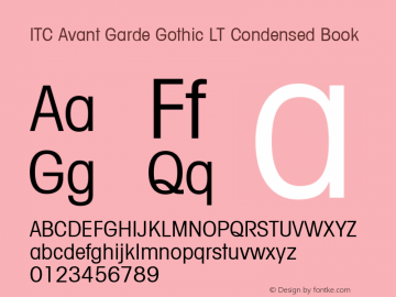 ITC Avant Garde Gothic LT Condensed Book 006.000图片样张