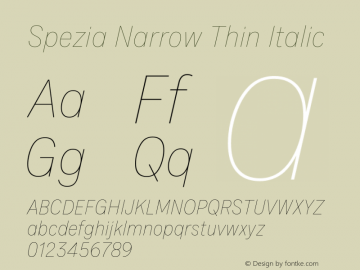 Spezia Narrow Thin Italic Version 2.000图片样张