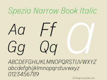 Spezia Narrow Book Italic Version 2.000图片样张