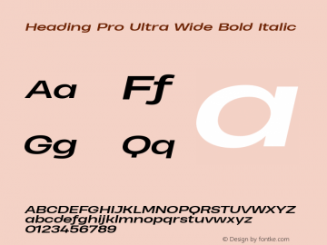 Heading Pro Ultra Wide Bold Italic Version 1.001图片样张