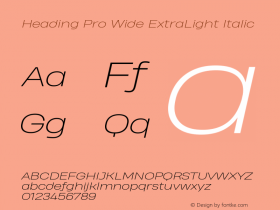 Heading Pro Wide ExtraLight Italic Version 1.001图片样张