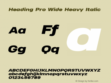 Heading Pro Wide Heavy Italic Version 1.001图片样张
