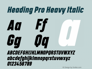 Heading Pro Heavy Italic Version 1.001图片样张