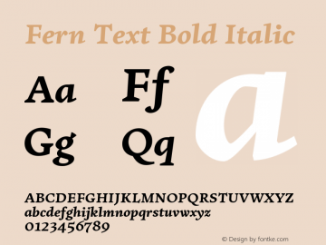 Fern Text Bold Italic Version 1.0图片样张