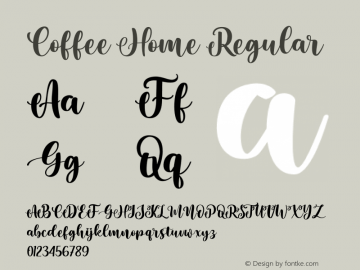 Coffee Home Version 1.00;September 15, 2021;FontCreator 13.0.0.2683 64-bit图片样张