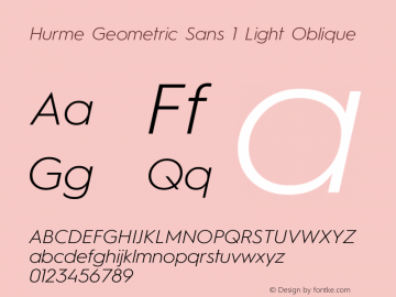 HurmeGeometricSans1-LightObl Version 1.001图片样张