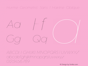 HurmeGeometricSans1-HairlineObl Version 1.001图片样张