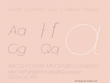 HurmeGeometricSans4-HairlineObl Version 1.001图片样张