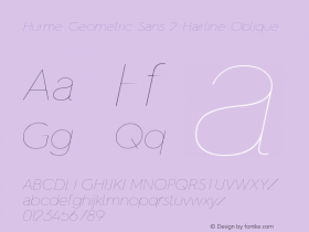 HurmeGeometricSans2-HairlineObl Version 1.001图片样张