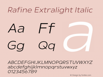 Rafine-ExtralightItalic 1.0图片样张