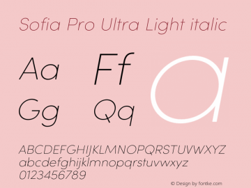 SofiaPro-UltraLightitalic Version 4.0图片样张