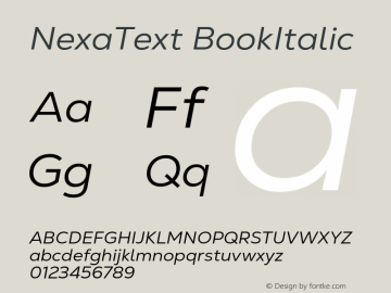 NexaText-BookItalic Version 1.00图片样张
