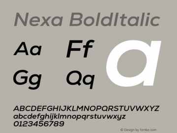 Nexa-BoldItalic Version 2.00图片样张