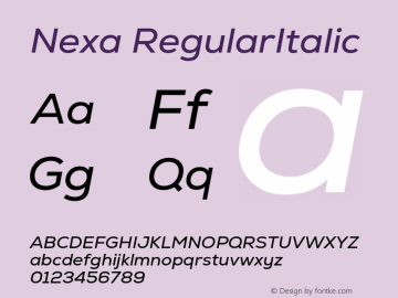 Nexa-RegularItalic Version 2.00图片样张