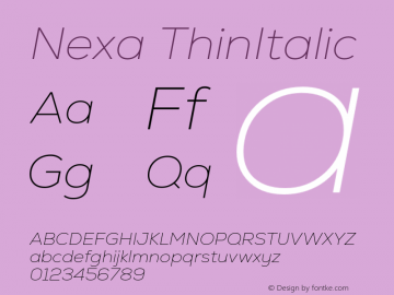 Nexa-ThinItalic Version 2.00图片样张