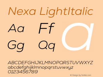 Nexa-LightItalic Version 2.00图片样张