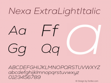 Nexa-ExtraLightItalic Version 2.00图片样张