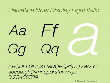 HelveticaNowDisplay-LtIt Version 1.001, build 8, s3图片样张