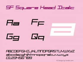 SF Square Head Italic Version ver 1.0; 1999. Freew Font Sample