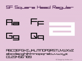 SF Square Head Regular ver 1.0; 1999. Freeware for non-commercial use. Font Sample