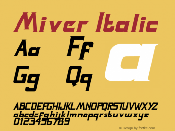 Miver Italic Version 1.00;July 16, 2021;FontCreator 12.0.0.2555 64-bit图片样张