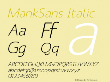 MankSans Italic 1.0 2004-03-31图片样张