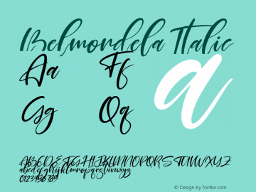 Belmondela Italic Version 1.00;July 25, 2021;FontCreator 13.0.0.2683 64-bit图片样张