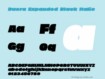 Duera Expanded Black Italic Version 1.000图片样张