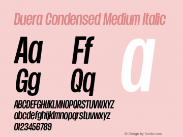 Duera Condensed Medium Italic Version 1.000图片样张