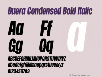 Duera Condensed Bold Italic Version 1.000图片样张