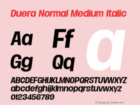 Duera Normal Medium Italic Version 1.000图片样张