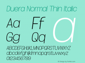 Duera Normal Thin Italic Version 1.000图片样张