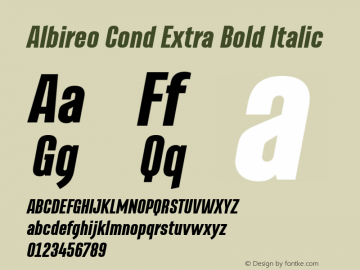 Albireo Cond Extra Bold Italic Version 1.000 | wf-rip DC20191005图片样张