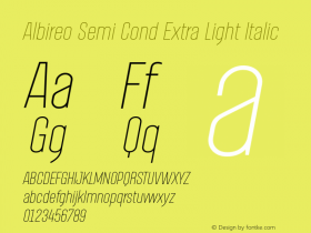 Albireo Semi Cond Extra Light Italic Version 1.000 | wf-rip DC20191005图片样张