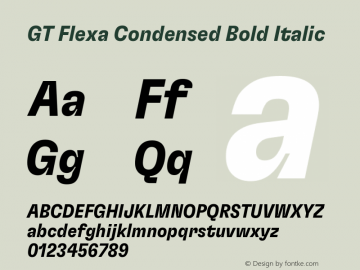 GT Flexa Condensed Bold Italic Version 2.005图片样张