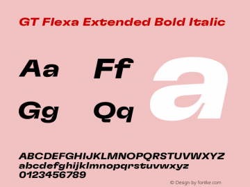 GT Flexa Extended Bold Italic Version 2.005图片样张