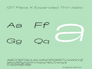 GT Flexa X Expanded Thin Italic Version 2.005图片样张