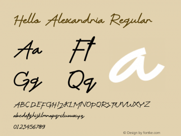 Hello Alexandria Version 1.00;September 25, 2021;FontCreator 12.0.0.2525 32-bit图片样张