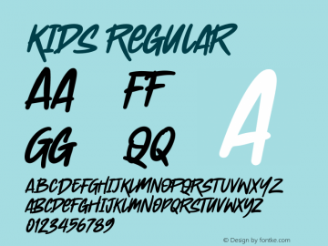 Kids Regular Version 1.00;August 4, 2021;FontCreator 13.0.0.2683 64-bit图片样张