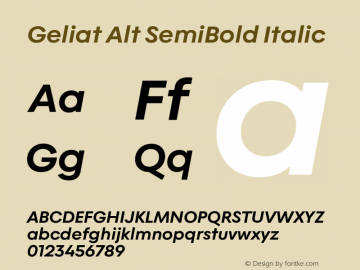 Geliat Alt SemiBold Italic Version 1.000 | web-TT图片样张