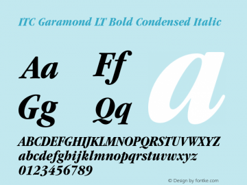ITC Garamond LT Bold Condensed Italic 006.000 Font Sample