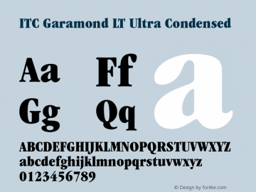 ITC Garamond LT Ultra Condensed 006.000 Font Sample