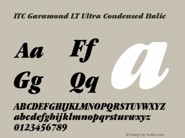 ITC Garamond LT Ultra Condensed Italic 006.000 Font Sample